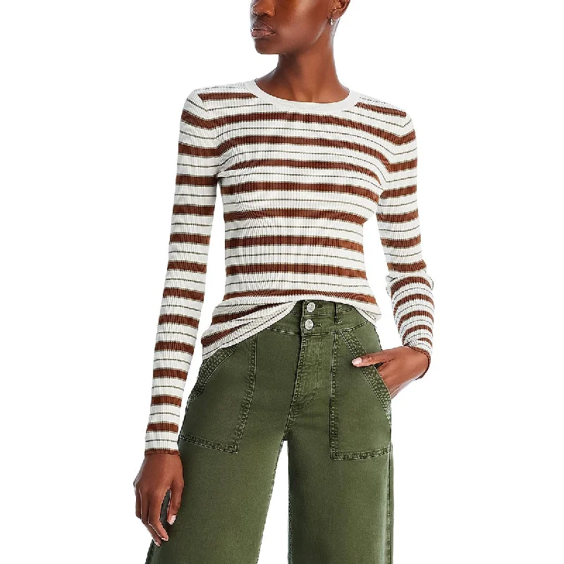 Romantic Temperament FRAME Womens Crewneck Striped Pullover Sweater