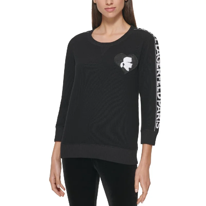 Comfortable Jeans Karl Lagerfeld Paris Womens Patch Logo Pullover Sweater