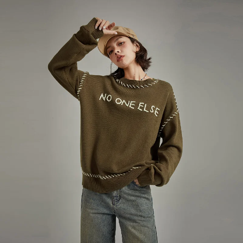 Light And Breathable Logo Boxy Stitch Knit Sweater