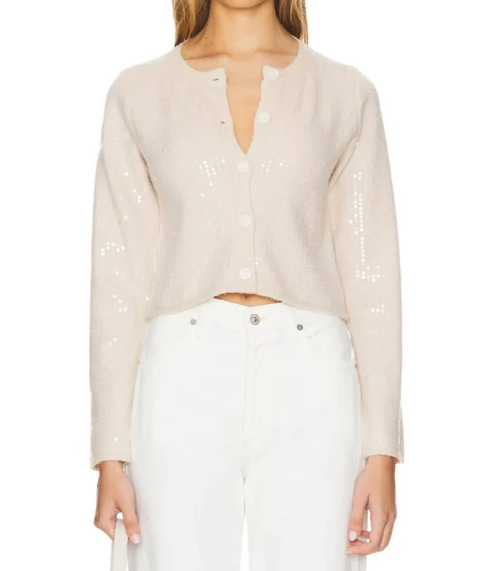 Sweet Girl Shine On Cardigan In Ecru