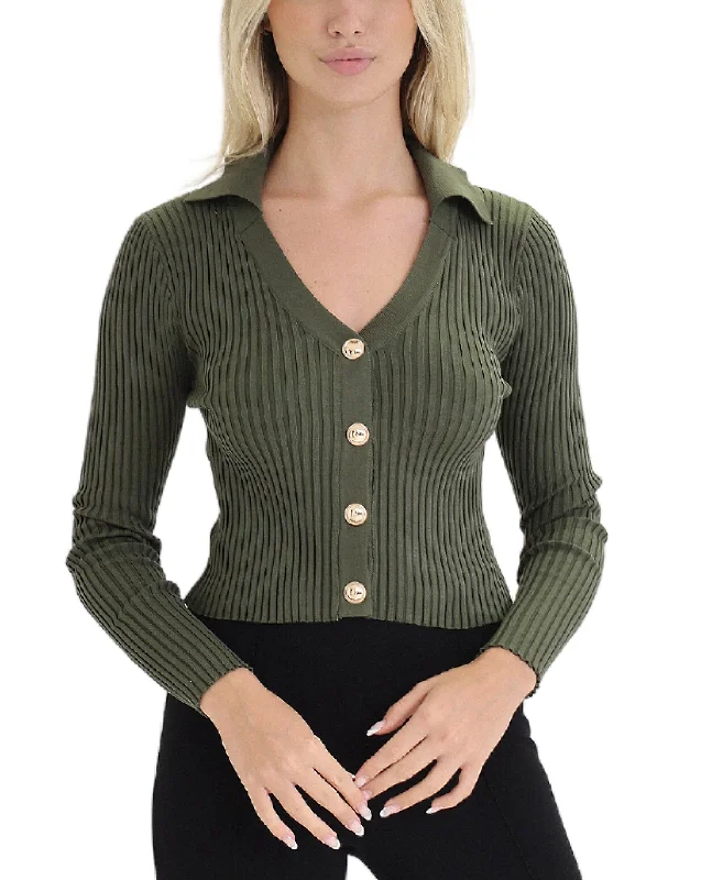 Exquisite Fabrics Ribbed Top w/ Buttons