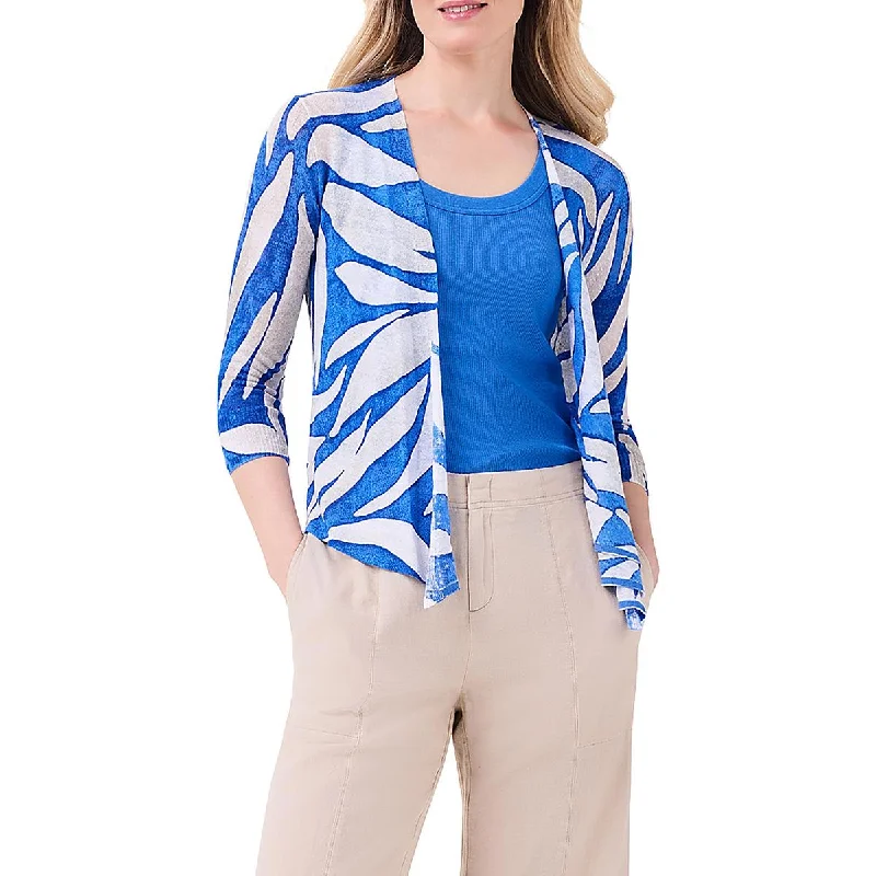 French Retro Nic + Zoe Womens Linen Blend Open Front Cardigan Sweater