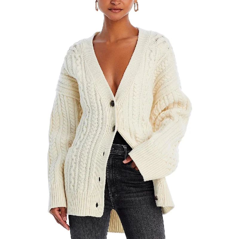 Chic Comfort Wear RE/DONE Womens Wool Cable Knit Cardigan Sweater