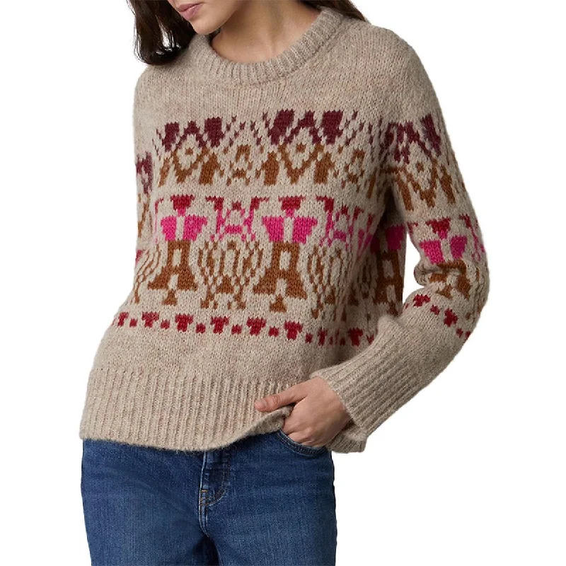 Classic Retro VELVET BY GRAHAM & SPENCER Womens Alpaca Bend Printed Crewneck Sweater