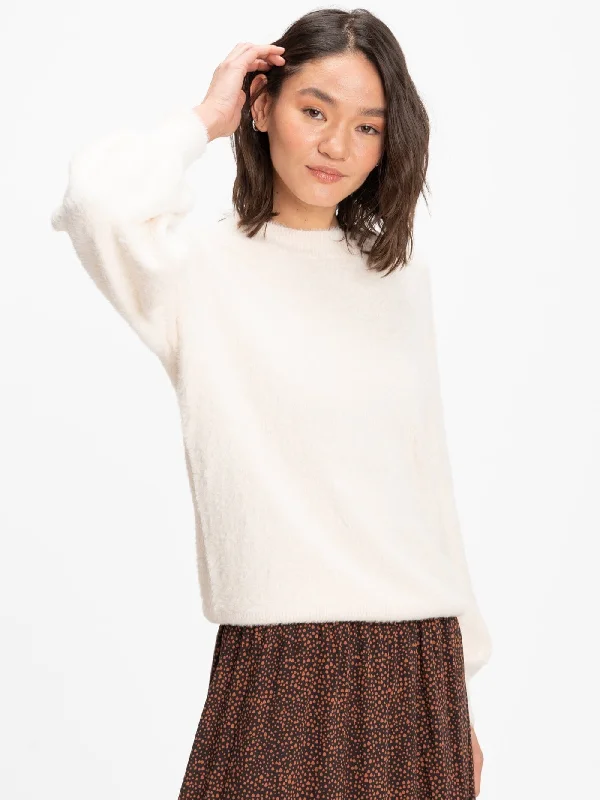 Cozy Fashions Clara Fuzzy Pullover Crew Neck Sweater