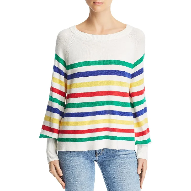 Classic Series Aqua Womens Knit Striped Pullover Sweater