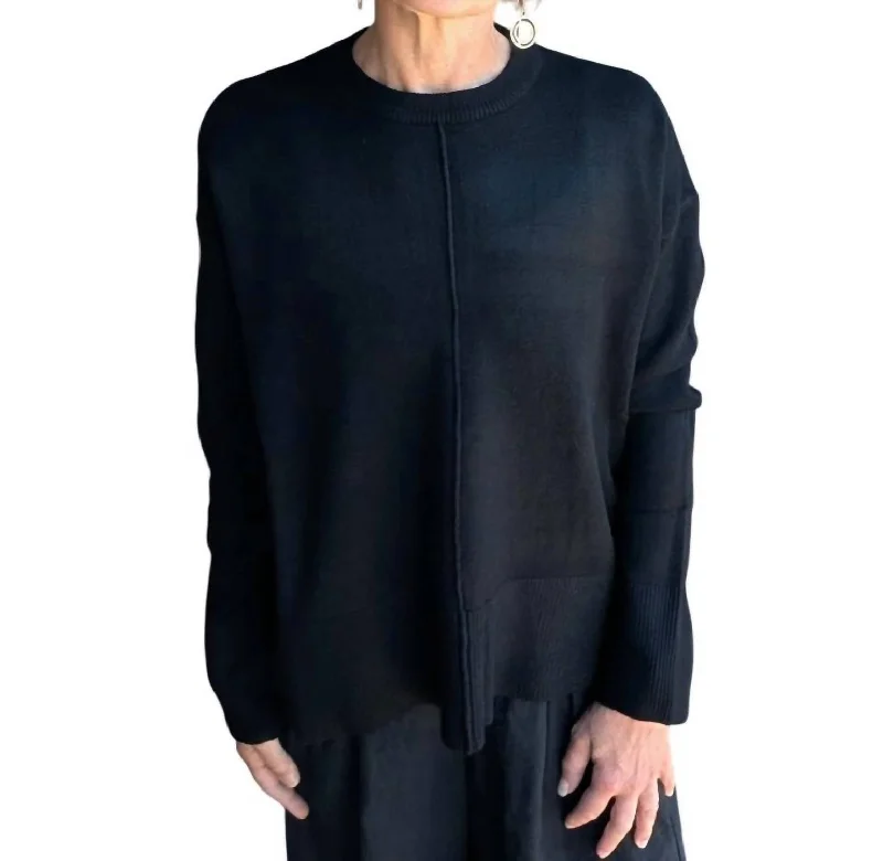 Cozy Fit Basic Sweater In Black
