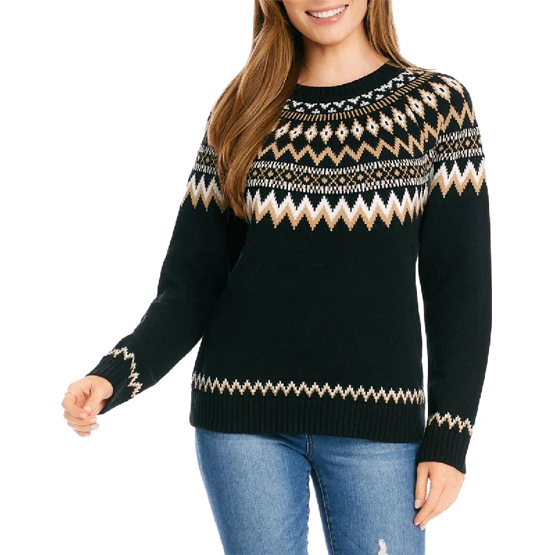 Versatile Itinerary Karen Kane Womens Running Wild Printed Crewneck Pullover Sweater