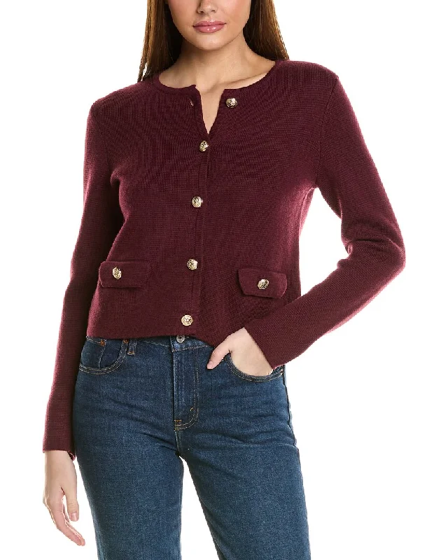 Soft Feel Bruno Magli Cropped Crewneck Wool Jacket