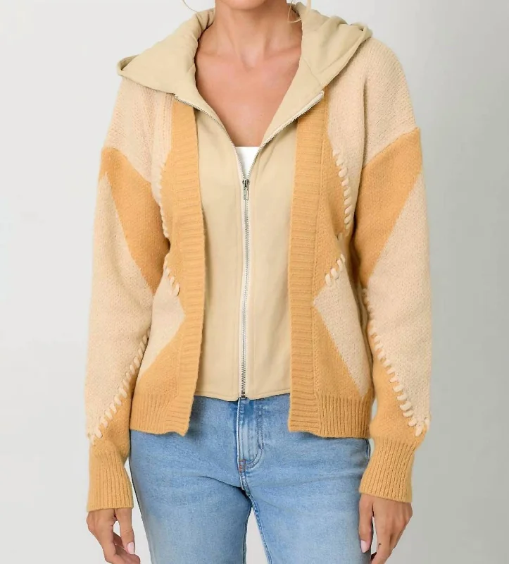 Sporty Comfort Twofer Hoodie Sweater Cardigan In Pumpkin