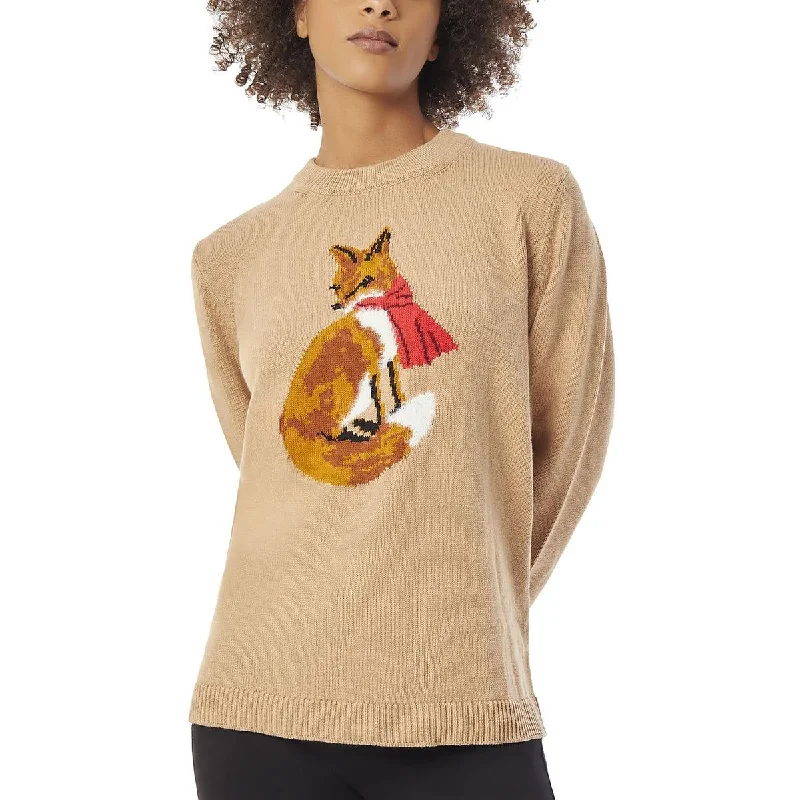 Low-key Luxury Jones New York Womens Fox Crewneck Pullover Sweater