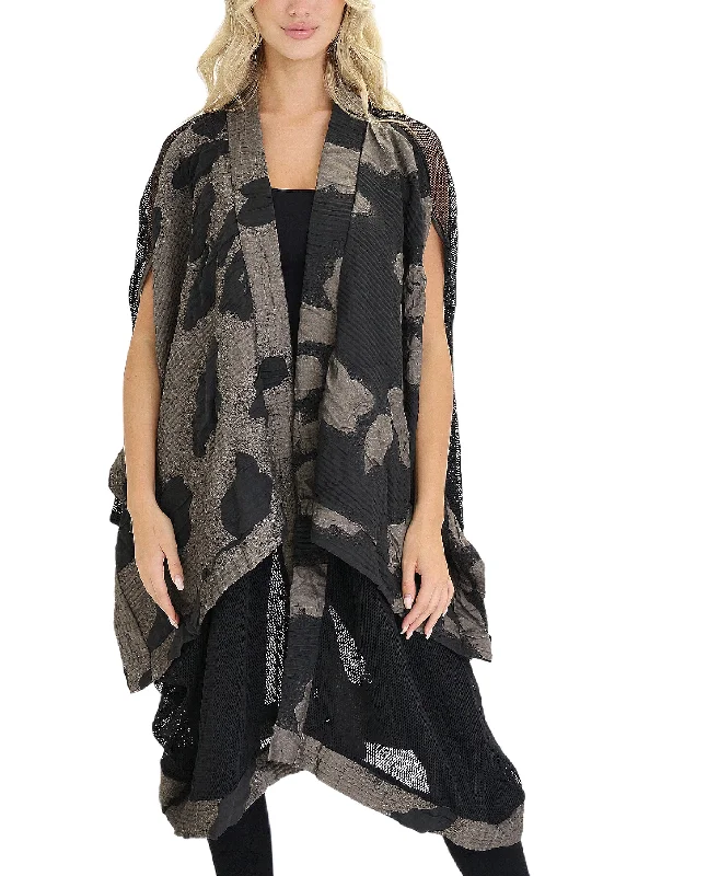 Feminine Charm Printed Long Asymmetrical Cardigan