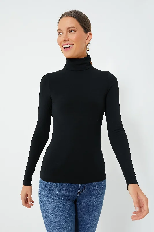 Comfortable And Versatile Black Aurora Long Sleeve Turtleneck