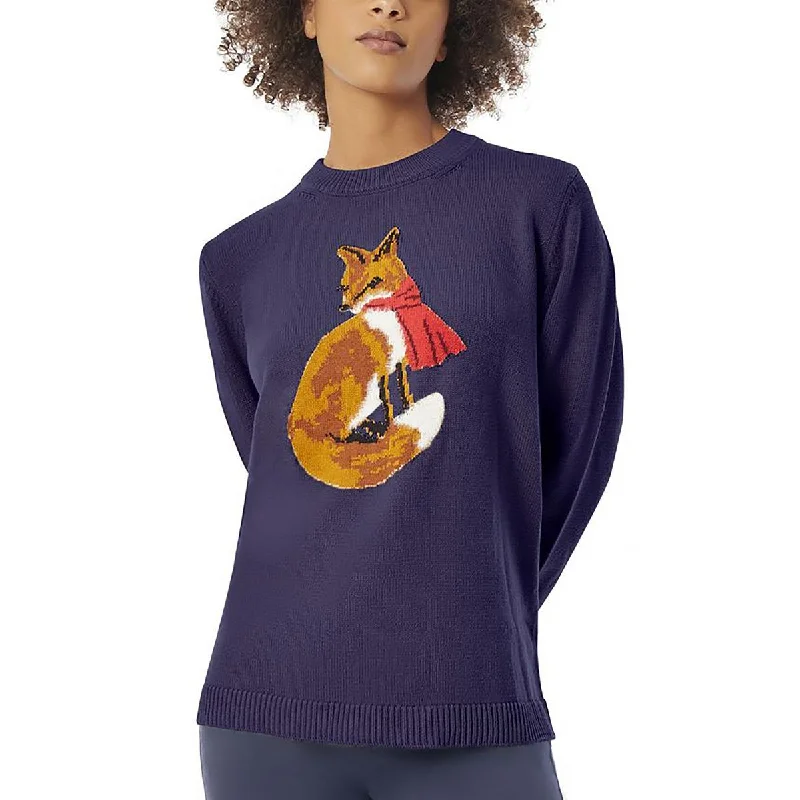Cozy Chic Trends Jones New York Womens Petites Printed Crewneck Sweater