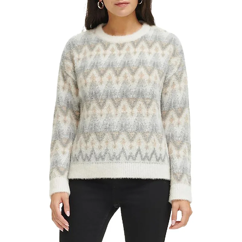 Elegant Comfort Calvin Klein Womens Fair Isle Long Sleeve Crewneck Sweater