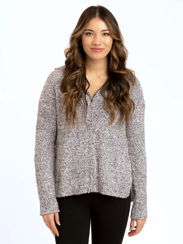 Trendy Layers Anita Cozy Boucle Full Zip Sweater Hoodie