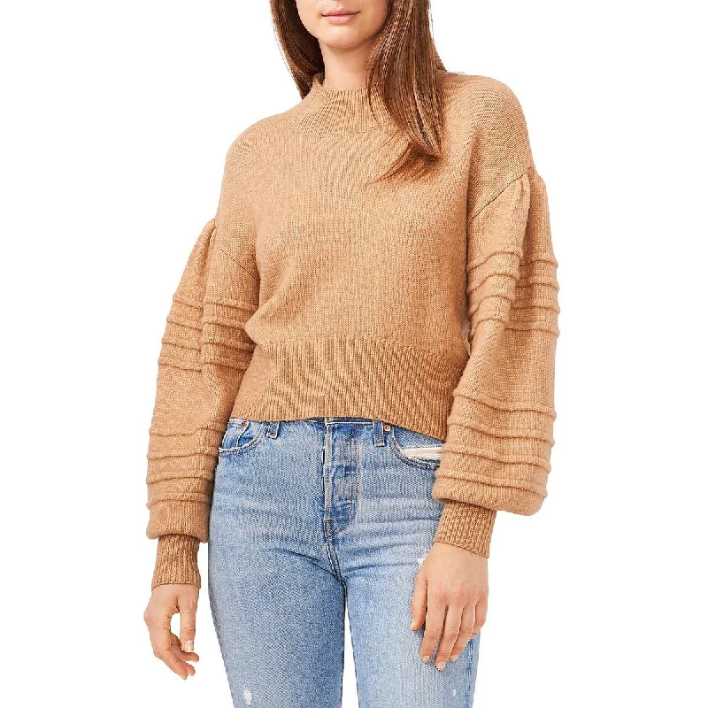 Soft Casuals 1.State Womens Cropped Knit Mock Turtleneck Sweater