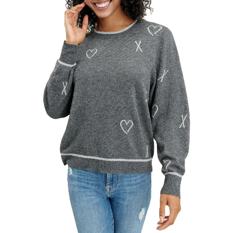Minimal Classic Splendid Womens Ribbed Trim Printed Crewneck Sweater