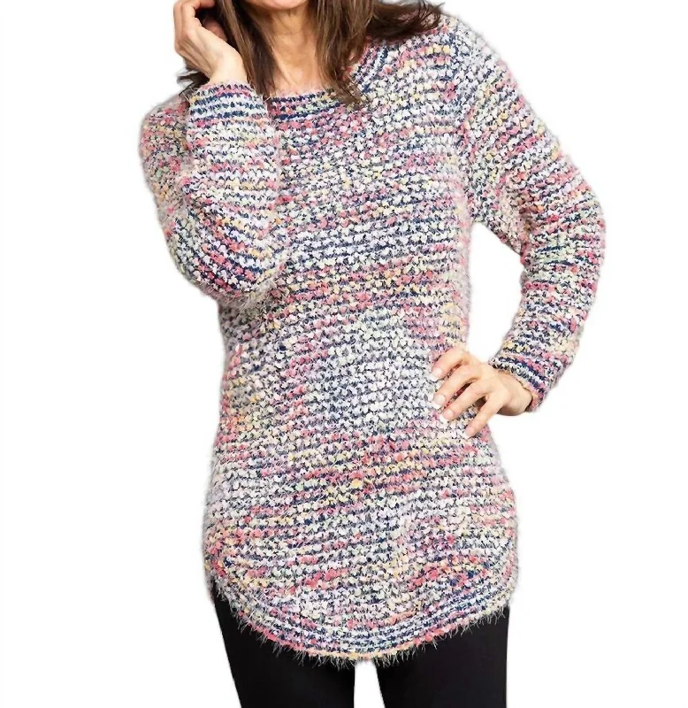 Sports Cool Gracie Colorful Popcorn Knit Tunic Sweater In Multi
