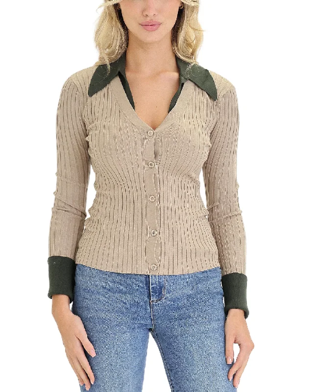 Carefree Style Layered Sweater w/ Collar