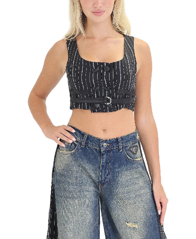 Comfortable Fashion Striped Vest w/ Crystals