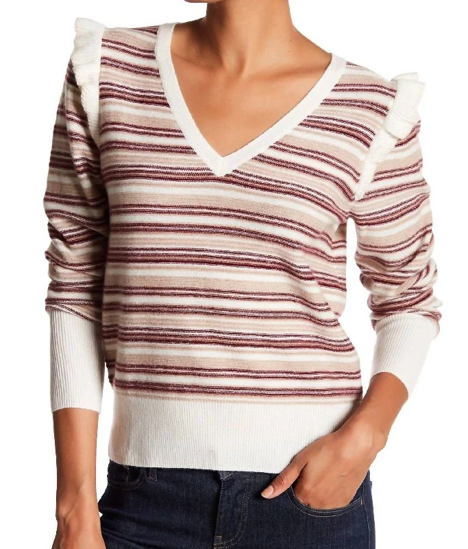 High Street Series Porcelain Striped Wool Sweater In Red/white/beige