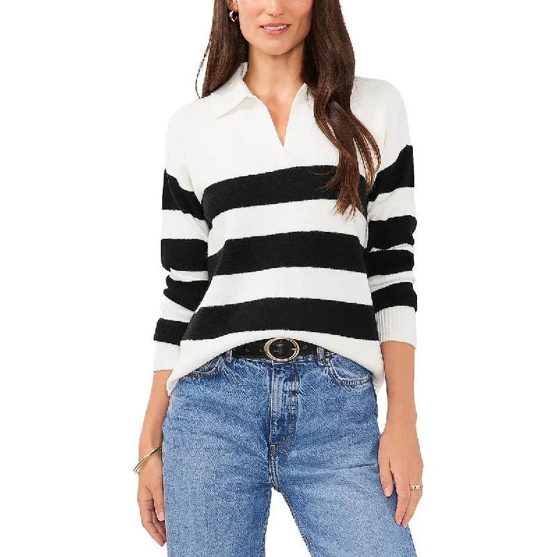 Light Dressing Vince Camuto Womens Striped Polo Pullover Sweater