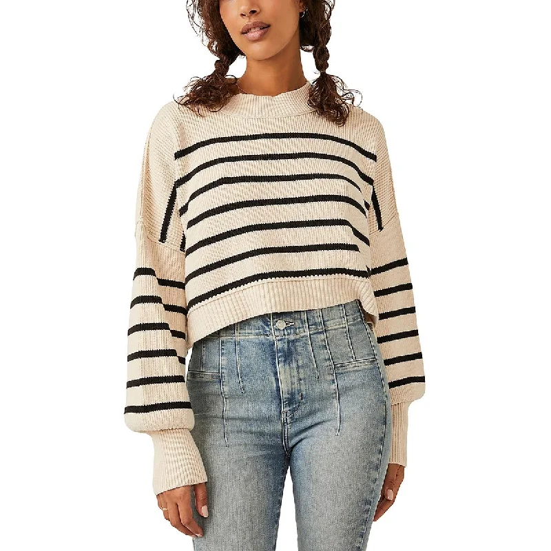 Spiritual Vitality Free People Womens Knit Striped Crop Sweater