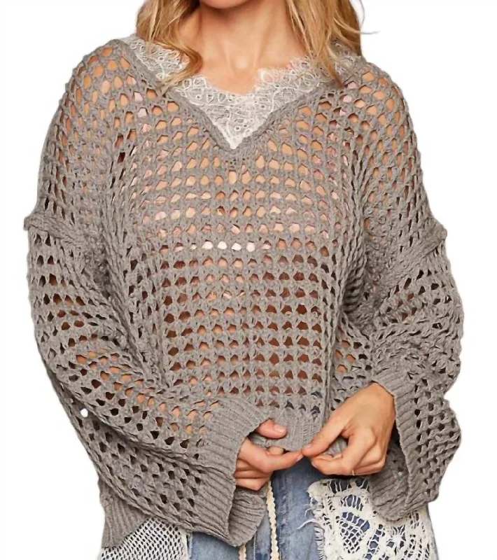 Breathable Comfort Sweater With Seam In Grey