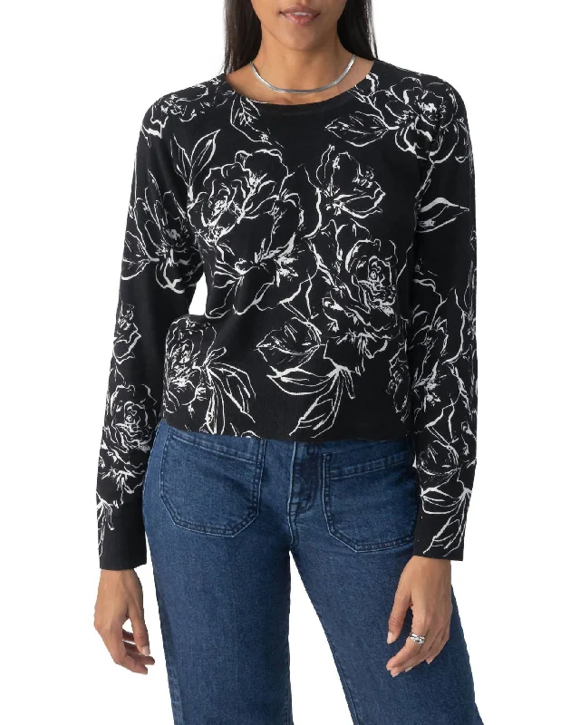 Classic All Day Long Sweater In Rose Stencil