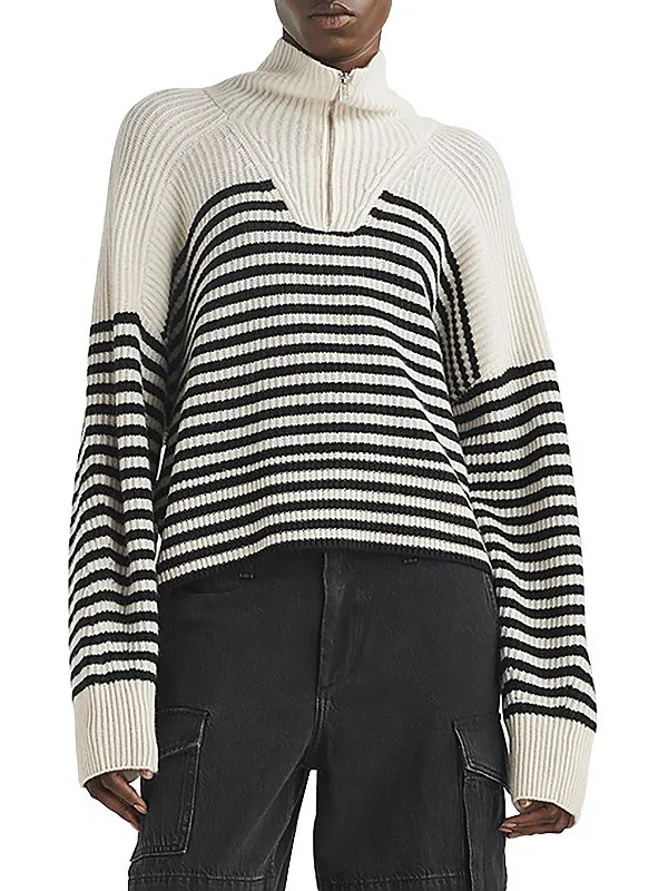 Trendy Items Pierce Womens Cashmere Striped Pullover Sweater