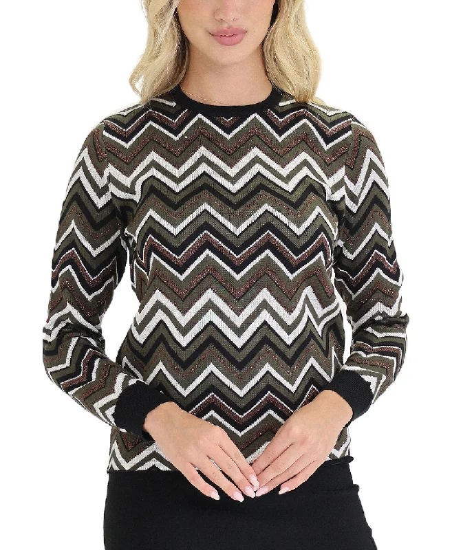 Relaxed And Casual Zig Zag Sweater w/ Shimmer