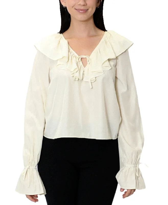 Comfortable Mind Solid Ruffle Blouse