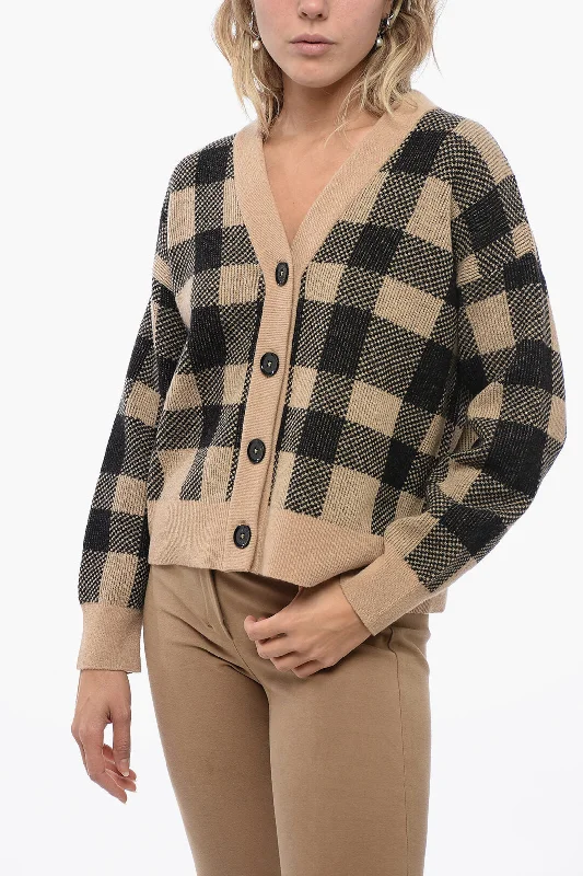 Practical Style Barbour Wool Blend Cardigan with Check Pattern