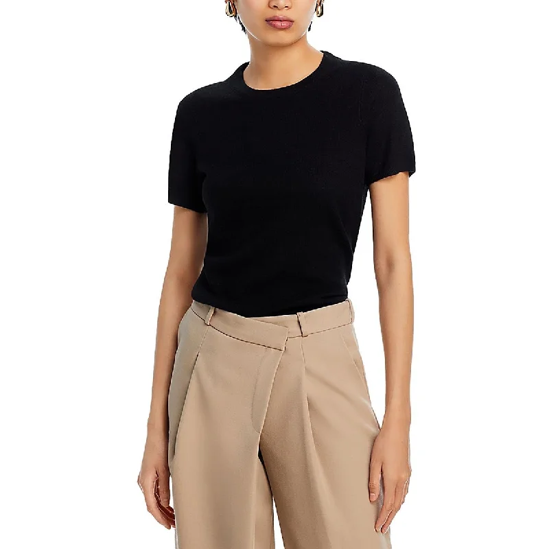 Romantic And Fresh Private Label Womens Cashmere Short Sleeve Crewneck Sweater