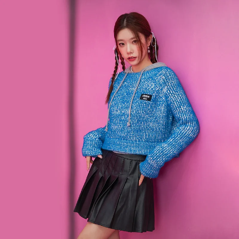 French Style Color Crop Knit Sweater