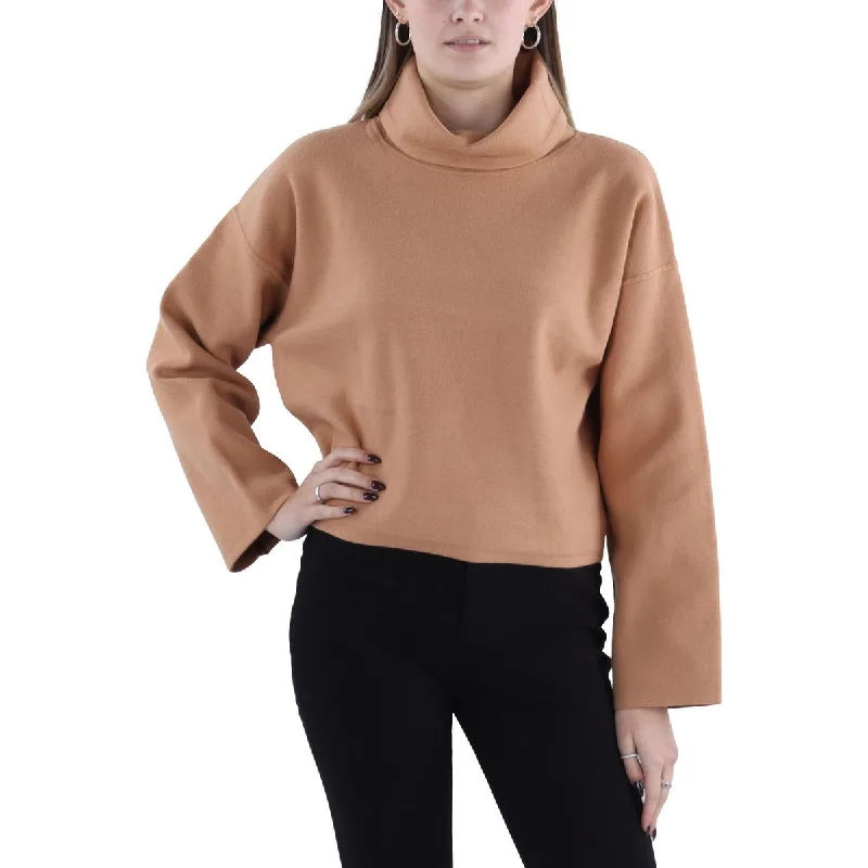 Wandering freely BCBGMAXAZRIA Womens Turtleneck Long Sleeve Crop Sweater