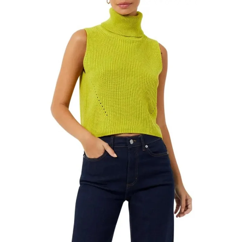 Tropical Style French Connection Womens Mozart Pointelle Crop Turtleneck Sweater