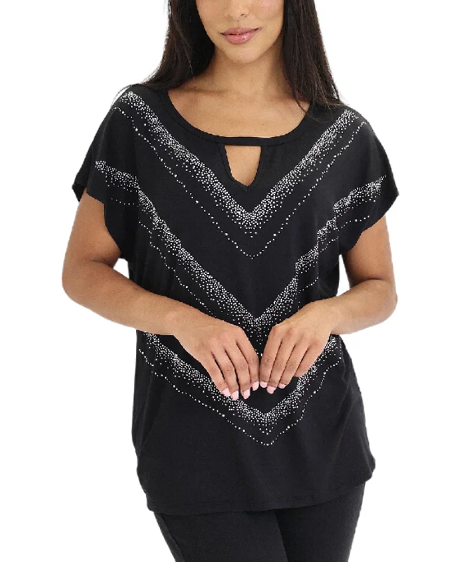Comfortable Tops Top w/ Crystals