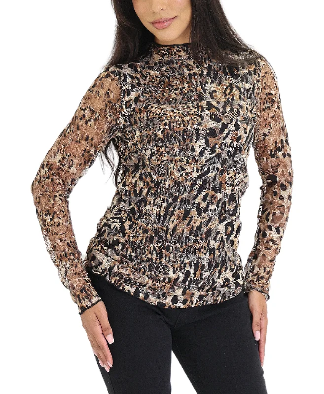 All-Day Outfits Leopard Lace Top w/ Crystals