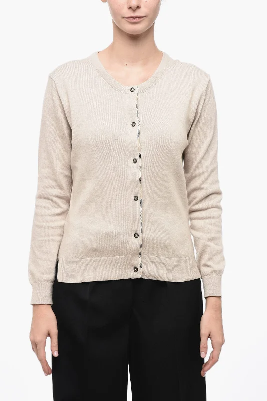 New Autumn And Winter Styles Barbour Cashmere-blended Cardigan with Tartan Detail