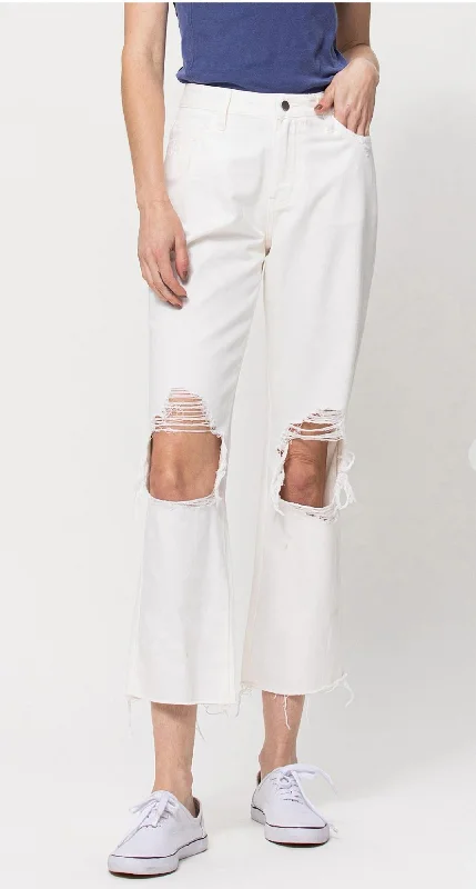 Personalized Series 90S Vintage Ankle Straight Jeans In White