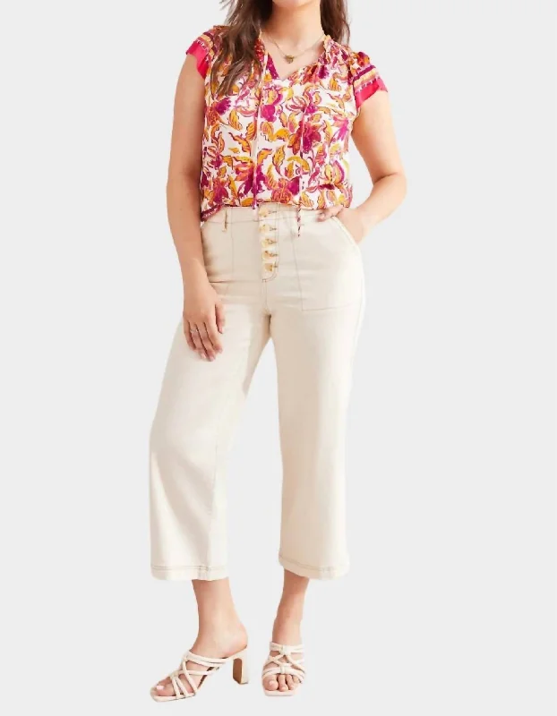 Economic Outlook Brooke High Rise Wide Leg Jean In Ecru