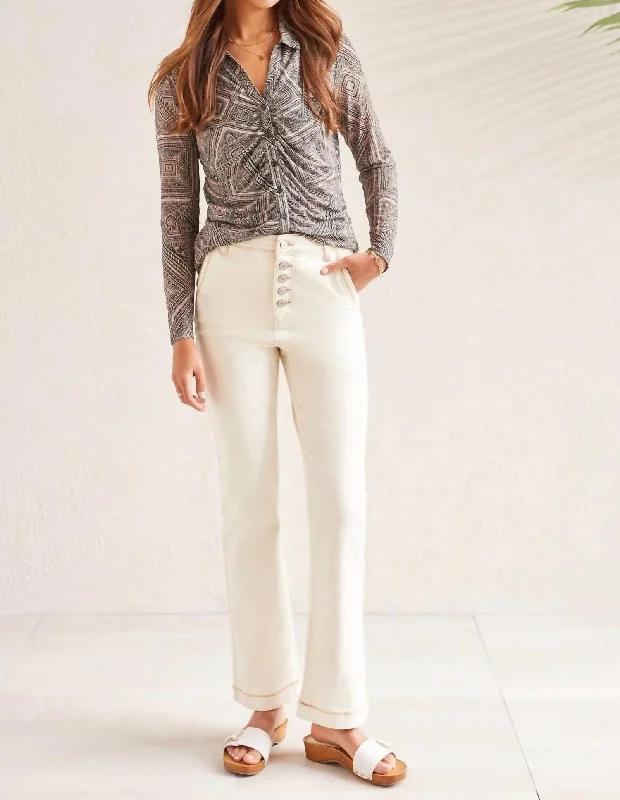 Minimal Classic Brooke Shank Btn Fly Micro-Flare Jeans In Ecru