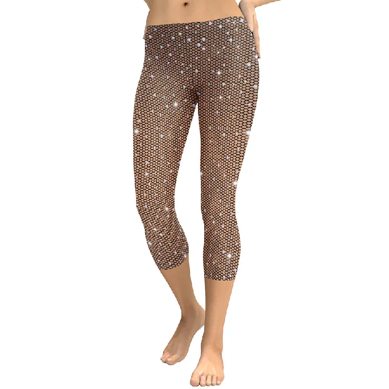 Free Design Sparkle Fishnet Print Capris