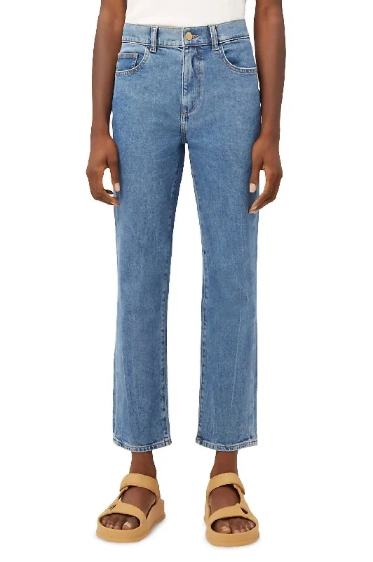 Classic Design Patti Straight High Rise Jeans In Blue Rapids