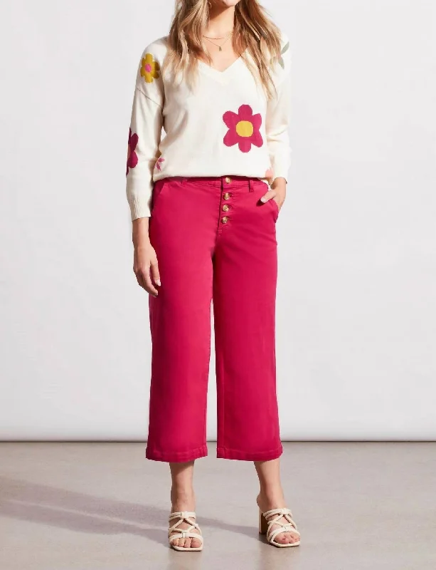 Celebrity Style Audrey Button Fly Wide Leg Jean In Daiquiri