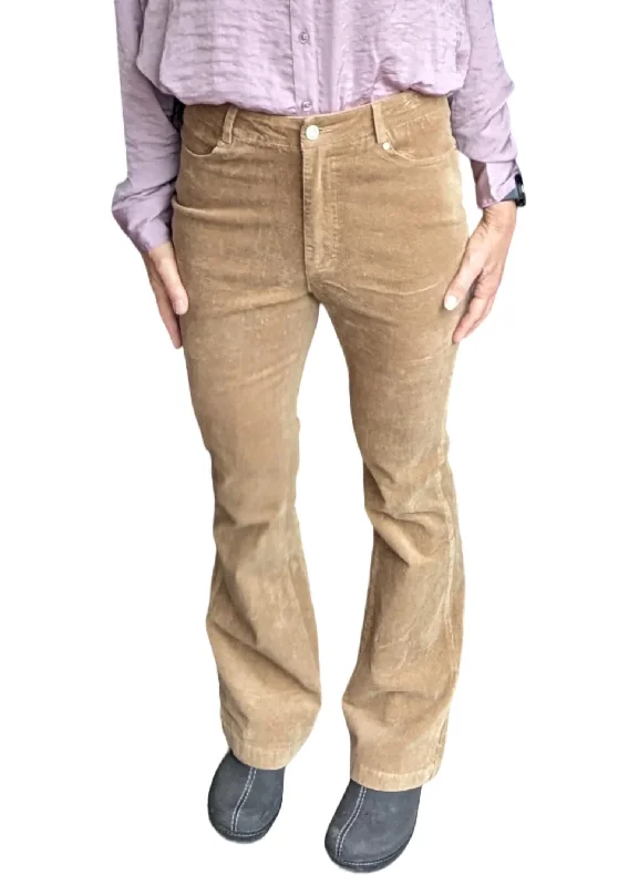 Retro Prints Flared Corduroy Pants In Khaki