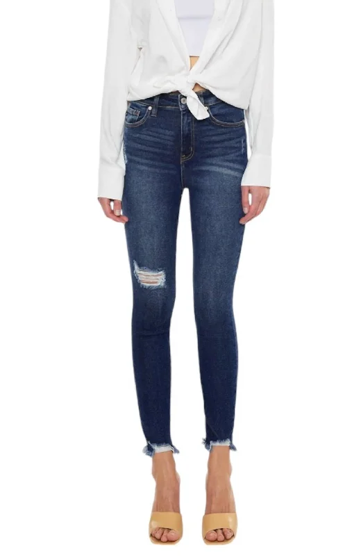 Floral Prints Gemma High Rise Ankle Skinny Jeans In Blue