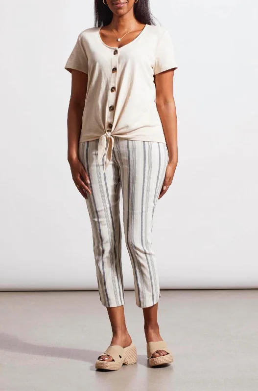 Fashion Expert Pull-On Striped Capri In French Oak